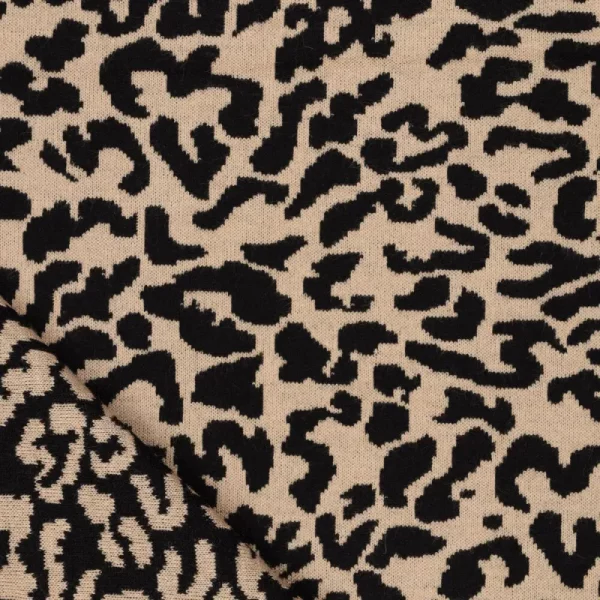 Tela Jacquard reversible animal print Marrón - Imagen 4